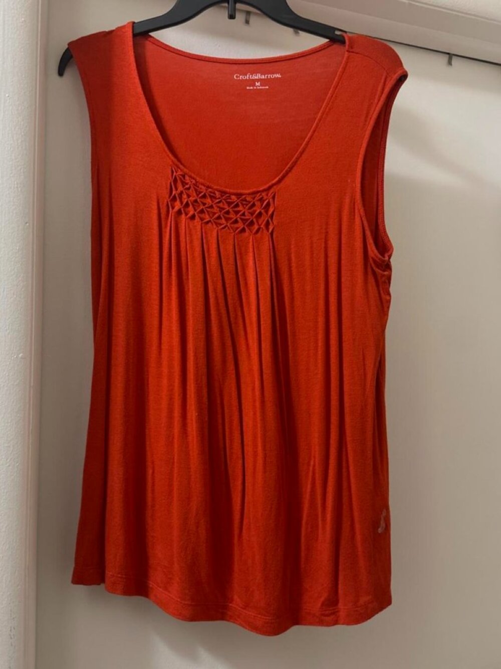Cotton On Burnt Orange Tank Top with Lace Detail — Casual Tank, Size M